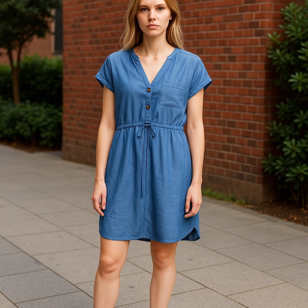 👗Time and Tru NWT Button Down Chambray Denim Dress Women’s XL